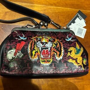 Black and Multicolor Graphic Women's Bag